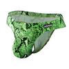 Tanga masculina sexy com estampa de leopardo, fio único, costas vazadas, corte alto, cueca masculina triângulo pequena, fitness AD74