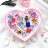 Niños coreanos 24 Caja de Amor anillo de dibujos animados accesorios de resina transparente regalo de cumpleaños para niña venta al por mayor