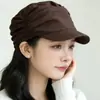 Boina plisada estilo japonés estilo Yamamoto Gorra pico de pato para mujer, Primavera y Otoño, Sombrero ecuestre adelgazante, Gorra de béisbol octogonal retro