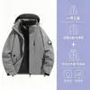 Chaqueta Tres en Uno para Exteriores para Hombres y Mujeres, Conjunto de Dos Piezas de Chaqueta de Algodón Impermeable y Cortavientos para Senderismo, Ropa de Montañismo con Logo Impreso Personalizado