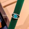 Anillo de Moda de Lujo Ligero Azul Tanzanita Corte Flor de Hielo Triturado con Diamante de Alto Carbono Corte Nido de Pájaro Temperamento Sencillo Anillo de Mujer Aguamarina