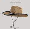 Sombrero de Playa con Lazo Dulce, Sombrero de Paja con Visera para Mujer, Elegante y Moderno Sombrero de Sol de Ala Ancha, Sombrero para Protección Solar al Aire Libre