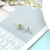 Collar Minimalista Retro de Plata S925 Cadena para Clavícula Colgante El Principito Rosa Cadena para Suéter Joyería para Mujer