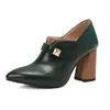 Novos sapatos femininos de mola e outono de duas vias, sapatos franceses de bico com rebites, camada única, saltos altos grossos, tamanhos 40-50, sapatos de comércio exterior