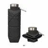 Botella de agua deportiva plegable, botella de agua plegable de silicona portátil para exteriores con forma de diamante, recipiente de agua plegable retráctil para senderismo y viajes