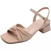 Sandalias Estilo Hada Francesa 2026 Nuevo Verano Versátiles Tacón Medio Tacón Grueso Sandalias de Moda para Mujer con Tira Única Zapatos Romanos