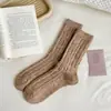 Calcetines de cachemir afelpado para otoño e invierno 2024, color liso, retorcidos, de tubo corto, calcetines cálidos engrosados, para niños, suaves, cerosos