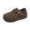 Zapatos casuales retro de gamuza con lunares para mujer, nueva colección de otoño 2026, estilo coreano moderno y versátil, cómodos zapatos planos de algodón con detalle de hebilla
