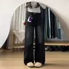 Jeans Rectos Pequeños Negros y Grises para Mujer, Nuevo Otoño, Cintura Alta, Corte Holgado, Versátiles Adelgazantes, Pantalones de Pierna Ancha