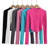 Otoño e Invierno cuello alto forrado de polar medio cárdigan manga larga camiseta 2023 Nuevo hilo slim adelgazante jersey camiseta interior top