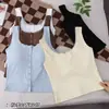 Chal de encaje francés con hombros anchos, almohadillas en el pecho, tirantes, diseño de botón 'Pure Desire' para mujer, sin mangas, espalda hermosa, prenda exterior, top