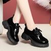 Zapatos de Cuero Estilo Británico Negro para Mujer, Estilo Commuter y Universitario, Versátiles, Retro, con Tacón Grueso, de Cordones, para Entrevista