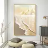 Pintura decorativa para sala de estar estilo onda creme nova mar montanha dourada parede de fundo de sofá pintura do chão ao teto hall de entrada pintura de parede