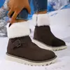 Sapatos de algodão 2025 em estoque desejo pelúcia quente inverno botas de neve femininas fivela de couro nova chegada dropshipping zíper lateral tamanho grande