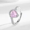 Anel feminino rosa choque de amor, anel de dedo, zircônia, anel de diamante de alto carbono, fornecimento ao vivo, atacado