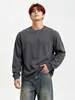 Camiseta de Manga Larga Pesada 270g para Hombre Blanca Holgada Off-Shoulder Ropa Exterior Cuello Redondo Top de Algodón Puro Otoño e Invierno Ropa de Pareja
