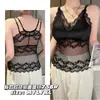 Camisola de encaje estilo francés con tirantes finos, copas incorporadas, anti-exposición, prenda interior integrada, lencería talla grande