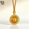 Nuevo Collar Colgante Brújula de Ocho Tesoros Giratoria con Esmalte Incrustado de Diamantes, Tendencia Nacional Estilo Chino, Diseño de Nicho de Lujo Ligero