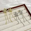 Pendientes de Pétalo de Diamante Personalizados de Aguja Plateada, Pendientes de Borla Larga de Lujo Accesible, Pendientes de Moda de Nicho de Alta Gama para Mujer