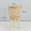 Cesta de Flores de Bambu de Planta Escandinava Estilo Ins Vaso Decorativo de Sala de Estar Vaso de Flores de Rattan Tradicional Suporte de Flores para Varanda Cesta Tecida