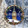 Campanario de Navidad Vidrio de Colores Colgante Adorno para el Hogar Adorno Colgante de Vidrio Decoración de Ventana Atrapasoles para Jardín