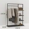 Perchero para tienda de ropa Exhibidor de pie para tienda de ropa de hombre y mujer Estante de exhibición de piso Barra de ropa de doble capa negra Estante de isla