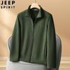 JEEP SPIRIT 24 Otoño Nueva Moda Suéter Cardigan Bordado para Hombre Moda Casual Cuello Top con Forro de Felpa