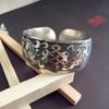 Pulsera Étnica Retro Plata Estilo Europeo y Americano Grabada Abierta Ancha Moda Personalidad Plata Miao Hacer Vieja Joyería Antigua
