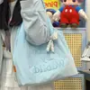 Bolsa de ombro tote estilo coreano ins moda casual com bordado de letra tridimensional, versátil para uso diário, bolsa de compras simples e leve