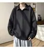 Sudadera con solapa de espiga para hombre, ropa casual de otoño holgada de alta resistencia, chaqueta de manga larga de moda estilo americano para adolescentes