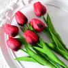 Mini Plástico PU Flor Tulipán Simulación Flor Artificial Transfronterizo Comercio Exterior Flor de Seda Boda Decoración del Hogar Fabricante de Flores Venta al por Mayor