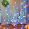 Árbol de Navidad de Fibra Óptica Blanco Luces LED de Colores Copos de Nieve Brillantes+Estrella en la Punta del Árbol+PVC Encriptado Decoración Navideña Familiar