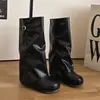 Botas punk de salto alto para mulheres 2026, novo design estiloso para baixinhas, botas bootcut que emagrecem e aumentam a altura