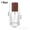 En stock botella de perfume de vidrio cilíndrica de 30 ml con atomizador fino, botella de muestra de perfume portátil