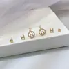 Set de Aretes de Plata Esterlina con Aguja Letra H Diamante Aretes de Botón Lujo Accesible Múltiples Perforaciones Aretes de Diseño de Nicho para Mujer