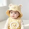 Sombrero de Pescador para Bebé Estilo Delgado de Primavera y Otoño Protección Solar Lindo Dibujo Animado Oso Pequeño Niña Sombrero de Cubo Versátil para Bebé
