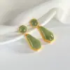 Pendientes de jade de alta calidad combinables exagerados elegantes estilo clásico simples con pasador de plata de ley 925 pendientes largos