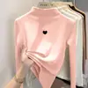 Ropa interior para niñas con forro polar, nuevo estilo otoño/invierno, manga larga, a la moda, cuello semi-alto, cálida, top estampado para niñas pequeñas y grandes