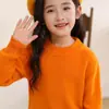 Suéter unisex versátil de otoño e invierno 100% lana para niños, color liso, cuello semialto, jersey, suéter base de corte holgado