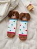 Meias de Pelúcia Grossas de Inverno para Mulheres, Meias até a Panturrilha, Fofas de Cachorrinho em Veludo Coral, Meias Quentes para Dormir e Casa