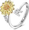 Anillo Giratorio de Girasol Ajustable Transfronterizo Europeo y Americano Antiestrés Ansiedad Anillo de 26 Letras Anillo Giratorio de Girasol