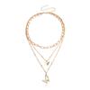 Europa y Estados Unidos joyería transfronteriza tendencia de lujo ligero colorido multicapa cadena trasera micro diamantes colgante de mariposa nácar collar mujer