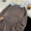Suéter de solapa de color contrastante de nicho de estilo coreano retro para hombre, suéter holgado de marca de moda de otoño e invierno para calle