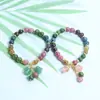 Nuevo Pulsera de Turmalina Colorida Ins Nicho Lujo Ligero Colgante Orquídea Suzuki Pulsera de Cristal para Regalo de Novia