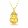 Colgante de Calabaza de Diamante de Doble Cara Chapado en Oro Puro 999 Plata Jiu Feng Xiang para Mujer, Cadena para Clavícula de Lujo Ligero de Gama Alta Regalo para Novia
