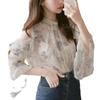 Camisa floral estilo francés para mujer, diseño de verano, estilo occidental, con diseño de nicho que cubre el vientre y los hombros, blusa de gasa estilo hada.