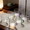 Copo Transparente de Seis Cores Espessado Copo para Degustação de Chá Vidro Resistente ao Calor Pequeno Copo de Chá Conjunto de Chá Doméstico Copo com Alça Pequena Copo de Chá Kung Fu