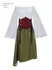 Vestido Medieval Europeu e Americano Retrô de Caçadora Ombro a Ombro Fantasia para Festa de Halloween, Carnaval, Festival, Performance de Palco