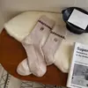 Calcetines Bordados de Oso con Encaje para Mujer, Otoño e Invierno, Dibujos Animados Lindos, Doble Aguja, Ligeramente Comprimidos, Estilo Japonés, Calcetines Largos de Algodón