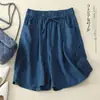 6 Colores Incluidos Verano 2026 Nuevos Pantalones Casuales de Algodón y Lino para Mujer, Pantalones de Pierna Ancha con Encaje Empalmado, Shorts Delgados de Talla Grande para Mujer